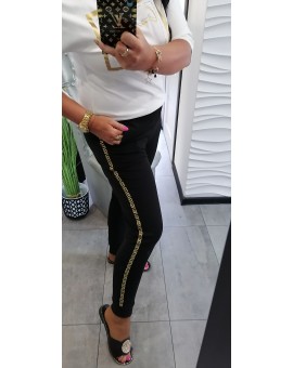 SUPER MODNE SPODNIE ZŁOTE LOGO